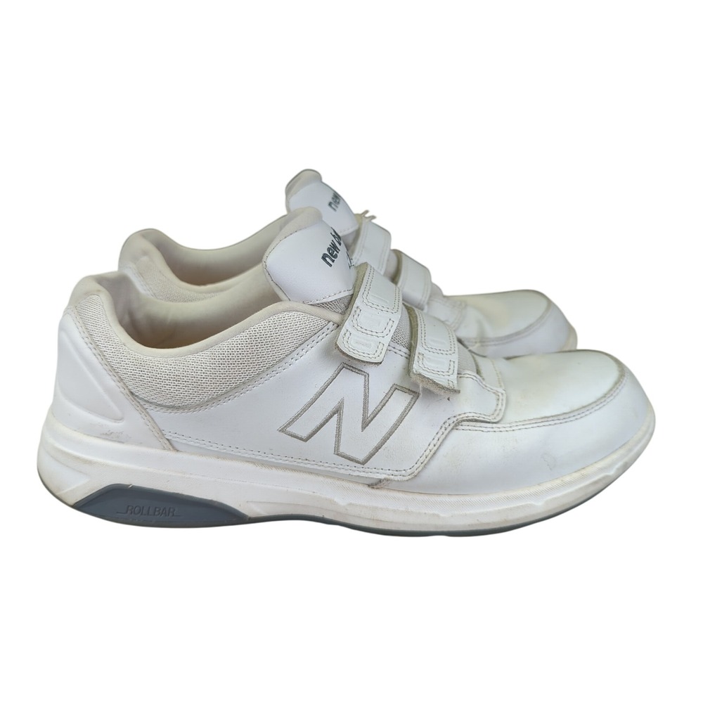 New Balance 813 Mens White Leather Walking Shoe 10.5 Rollbar Hook Strap MW813HWT